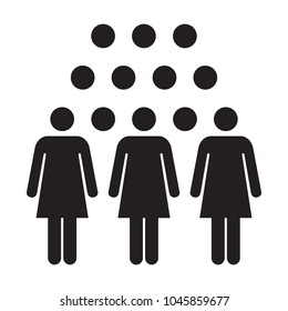 People Icon Vector Group of Women Team Person Symbol for Business Infographic Design in Glyph Pictogram illustration