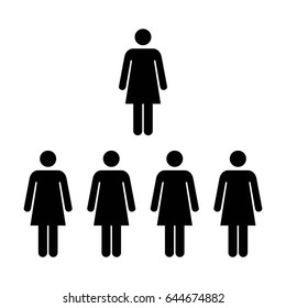 People Icon - Vector Group of Women Team Symbol for Business Info-graphic Design in Glyph Pictogram illustration
