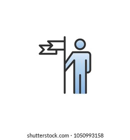 people icon vector, hold the flag