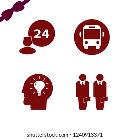 people icon. people vector icons set school bus, businessmen, room service and bulb head