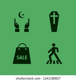 people icon. people vector icons set hands islam sign, shopping bag, pedestrian and coffin