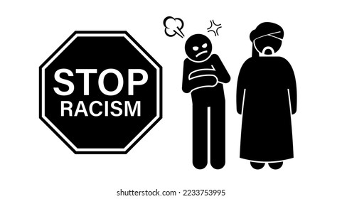people icon vector illustration, stop racism sign, top view. perfect for backgrounds, social media and more