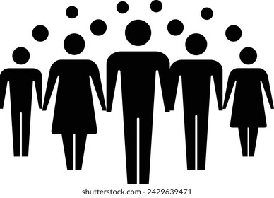 People icon vector male and female, group of persons symbol avatar for business management team in glyph pictogram illustration