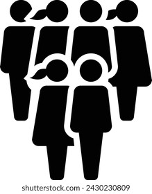 People icon vector male and female group of persons symbol in glyph pictogram illustration