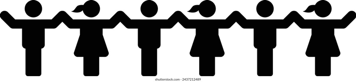 People icon vector male and female group of persons symbol in glyph pictogram illustration
