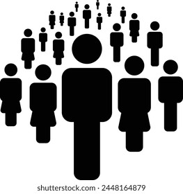 People icon vector male and female group of persons symbol in glyph pictogram illustration