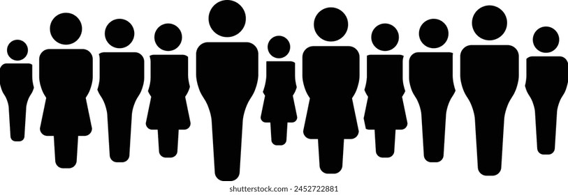 People icon vector male and female group of persons symbol in glyph pictogram illustration