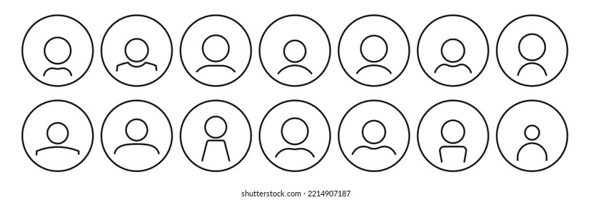 Conjunto de vectores de iconos de personas. Avatar de línea en círculo para el usuario. Símbolo humano. Logo del hombre o la mujer