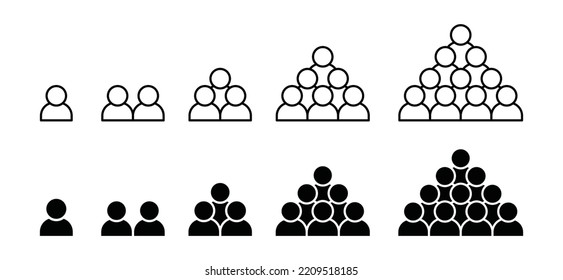 Conjunto de vectores de iconos de personas. Ilustración del sitio web de información de símbolos de grupos humanos