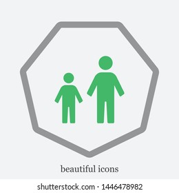 People icon vector. Simple sign of a man with a child. A symbol people.