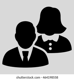People icon. Vector style is flat iconic symbol with rounded angles, black color, light gray background.