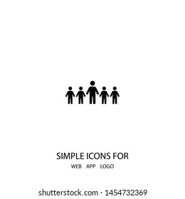 People icon vector. A team vector icon. Simple sign of a man with a children. A symbol of people.