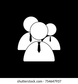 People icon. White. Black background. Vector.