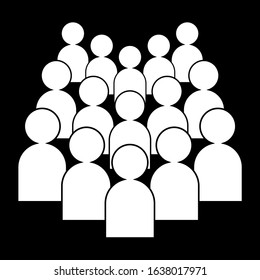 People icon, white on a black background, vector illustration.