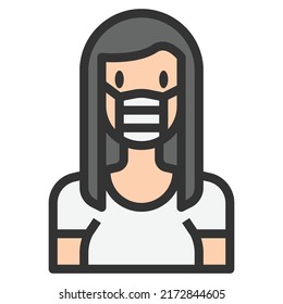 People Icon Woman Facemask Vector .