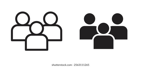 People icons in black line and filled versions