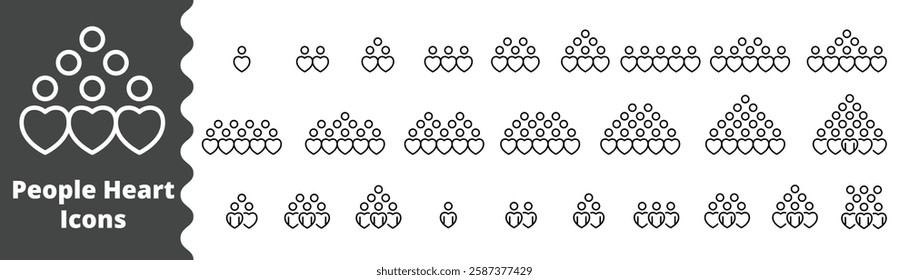 people icons business heart and love, human resource management, meeting work group team , icon line people vector design elements pictograms and infographics 