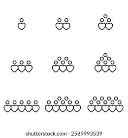 people icons business heart and love, human resource management, meeting work group team , icon line people vector design elements pictograms and infographics 