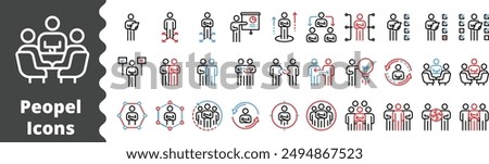 people icons business process, human resource management,  meeting work group team , icon line people vector design elements pictograms and infographics 