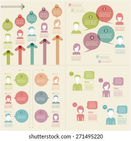 people icons with chat speech bubbles infographics set