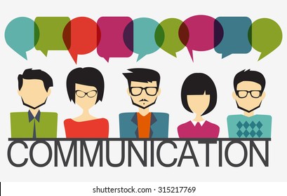 people icons with chat speech bubbles, illustration of a communication concept