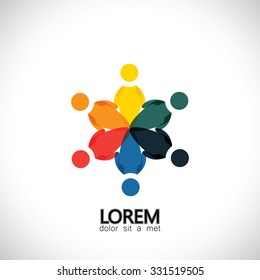 people icons in circle - vector concept engagement, togetherness. this also represents social media community, leader & leadership, unity, friendship, play group, employees & meeting