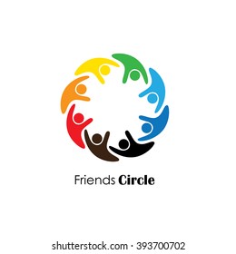 people icons in circle - vector concept engagement, togetherness. this also represents social media community, leader & leadership, unity, friendship, play group, employees & meeting