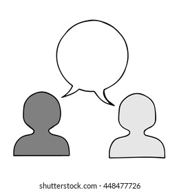 People icons with cloud dialog speech bubbles isolated on the white background.