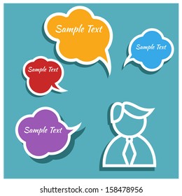 people icons with colorful dialog speech bubbles