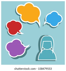 people icons with colorful dialog speech bubbles