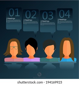 people icons with colorful dialog speech bubbles