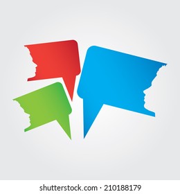 people icons with colorful dialog speech bubbles