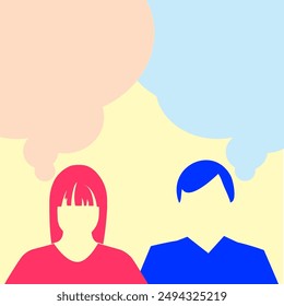 People icons with colorful dialog speech bubbles. Vector design.