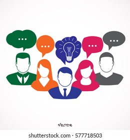 people icons with colorful dialog speech bubbles. Icon Isolated on White Background.