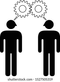 People icons - communication and worldview compatibility in a relationship and connection: meshing synergistic thoughts / perspectives.