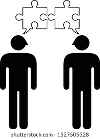 People icons - communication and worldview compatibility in a relationship and connection: meshing synergistic thoughts / perspectives.