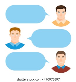 People Icons with Dialog Bubbles. Team Concept. Flat Style Modern Design. Vector Illustration