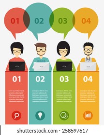 people icons with dialog idea speech bubbles infographic concept