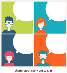People Icons With Dialog Speech Balloon