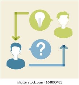 people icons with dialog speech bubbles