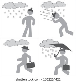 People icons. different weather conditions.