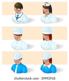 people icons - doctor, nurse, chef and engineer