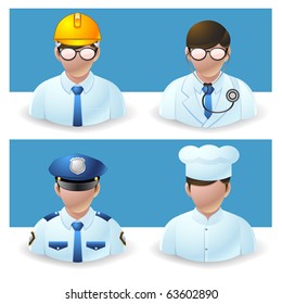 people icons - doctor, policeman, chef and engineer