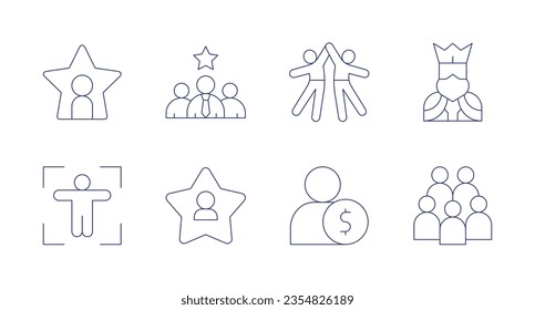 People icons. Editable stroke. Containing star, best employee, youth day, king, body scan, employee, group.