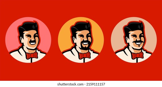People icons faces avatars in flat style.