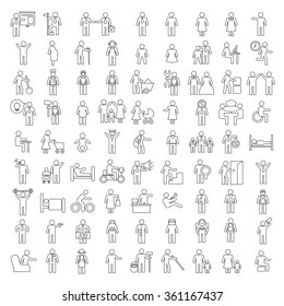 People Icons, Family Icons Set, Outline Theme