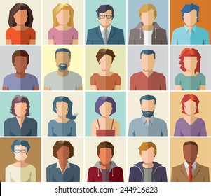 People icons. Flat abstract people design set