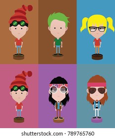 People Icons in flat cartoon style