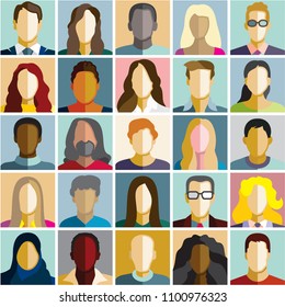 People icons. People Flat icons collection. People diversity. Vector flat design people characters.