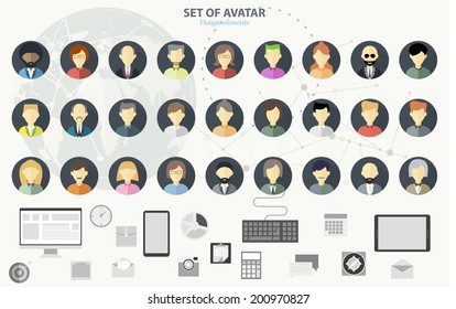 People icons. People Flat icons collection. Set of avatar flat design icons